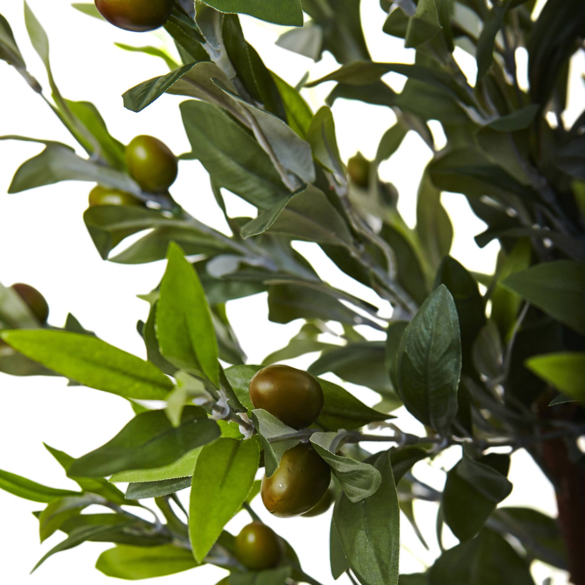 4.5ft. Olive Topiary Tree with Farmhouse Barrel Planter